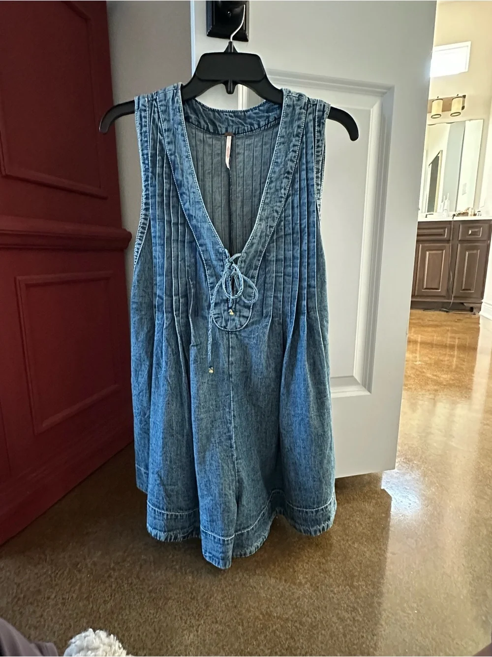 Free People NWOT Webster denim sleeveless romper - Picture 1 of 5